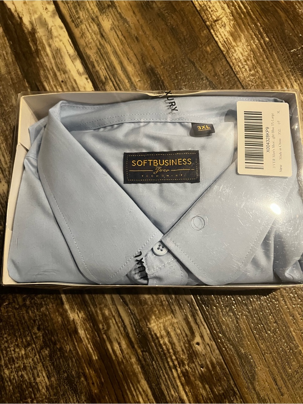 Men's Light Blue Dress Shirt - Classic Collared Button-Up Short Sleeved